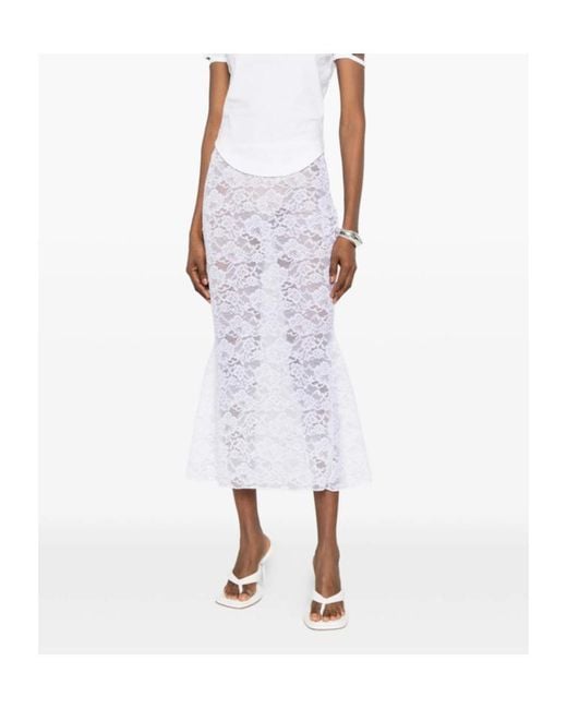 Oseree White Floral-Patterned Skirt