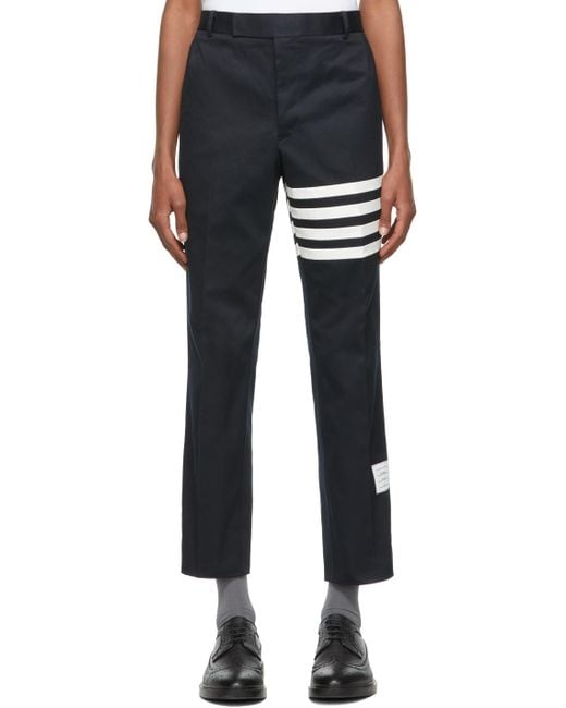 Thom Browne Blue Bar Chino Trousers for men