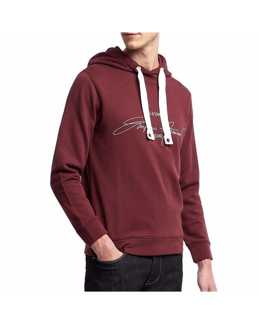 Emporio Armani Red Hooded Printed Sweater for men