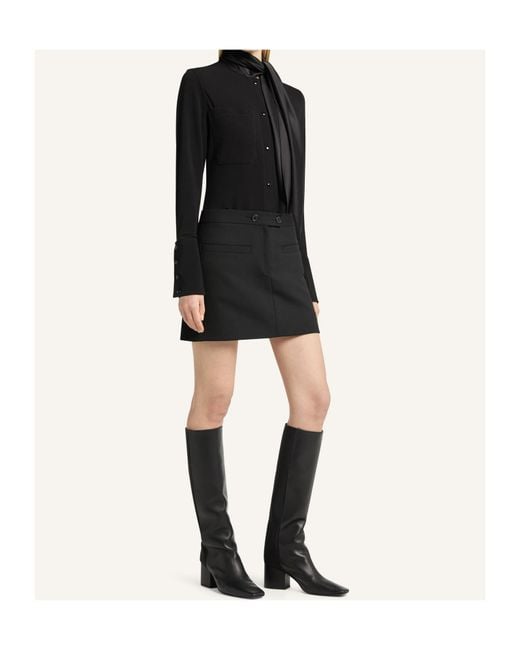 Courreges Black Satin-Scarf Jersey Shirt