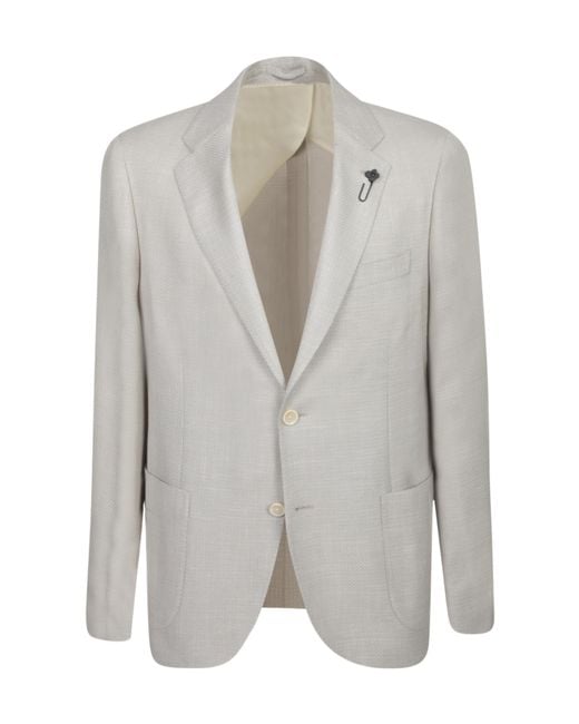 Lardini Gray Two-Button Textured Blazer for men
