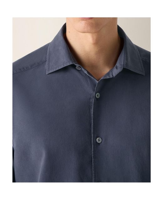 Zegna Blue Long-Sleeve Buttoned Shirt for men