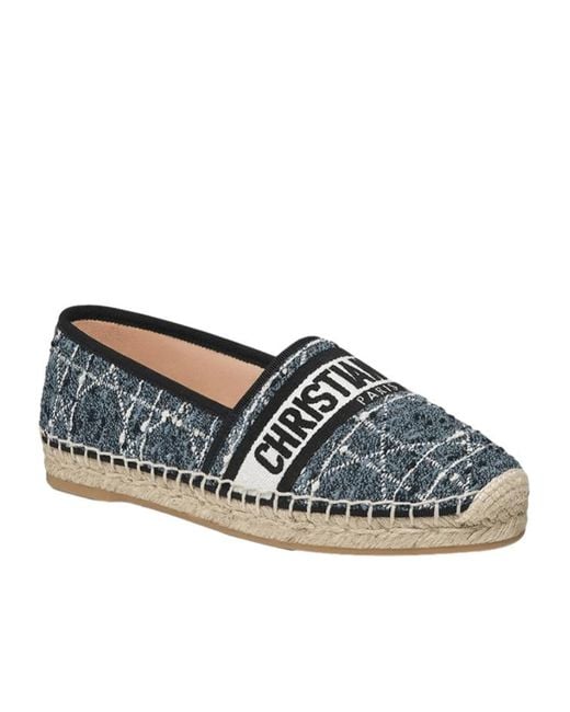 Dior Blue Round-Head Straw Shoes