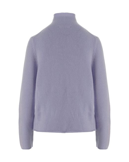 Allude Purple Cashmere Turtleneck Knitted Sweater