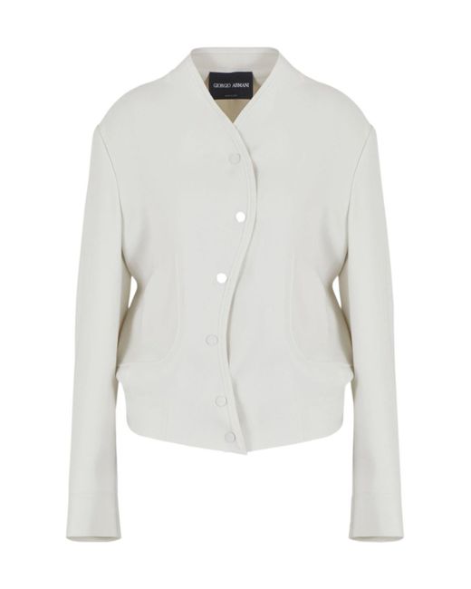 Giorgio Armani White Collarless Drop-Shoulder Jacket