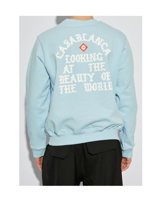 Casablanca Blue Logo Printed Crewneck Sweatshirt for men
