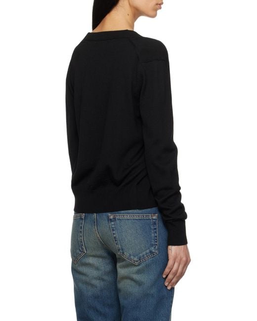 AMI Black Ami De Coeur Logo Embroidered Buttoned Cardigan