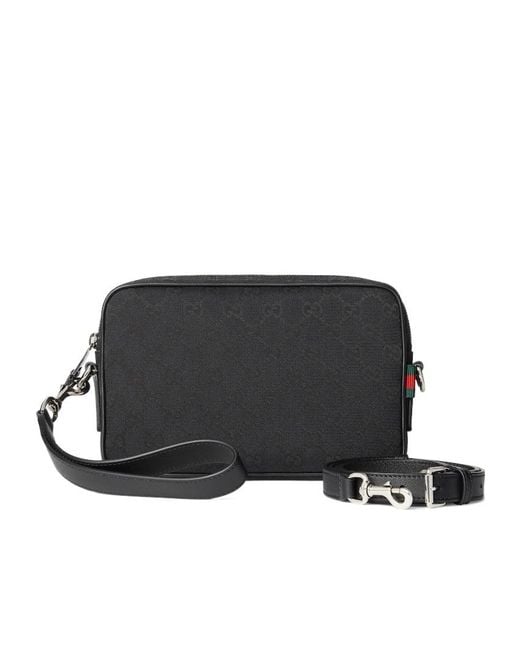 Gucci Black Gg Canvas Small Crossbody Bag for men