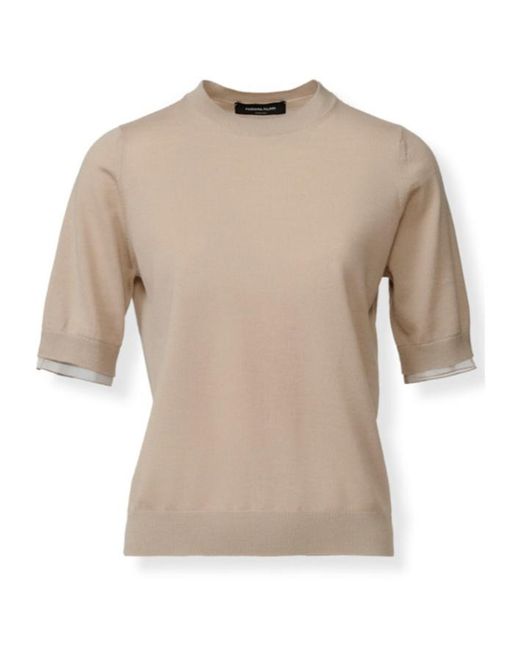 Fabiana Filippi Natural Short-Sleeve Knitted Sweater