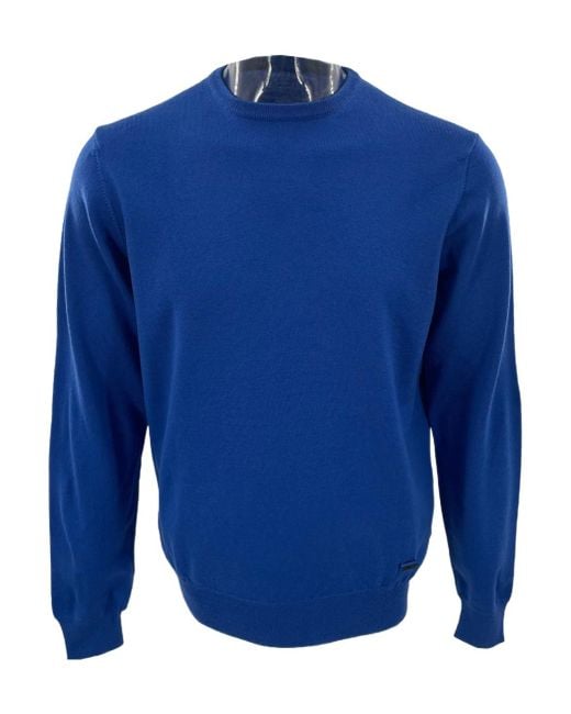 Armani Collezioni Blue Round-Neck Long-Sleeved Sweater for men