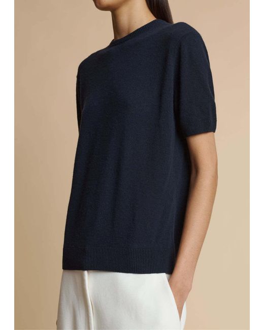 Khaite Blue The Pierre Short-Sleeved Jumper
