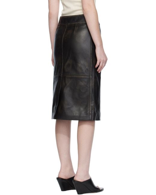 Christopher Esber Black Burnished Eddie Leather Skirt