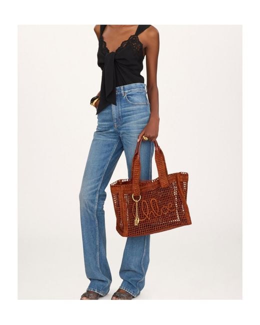 Chloé Red Chloé Summer Banana East-West Tote Bag