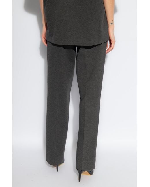 Victoria Beckham Black Pleated Straight-Leg Trousers