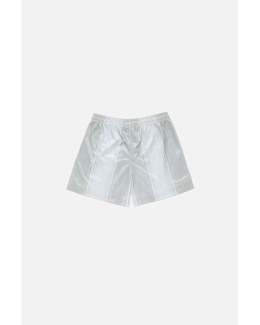 Acne White Striped Logo Shorts for men