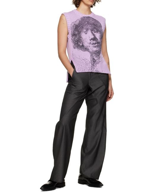 J.W. Anderson Purple Rembrandt-Print Sleeveless Jumper for men