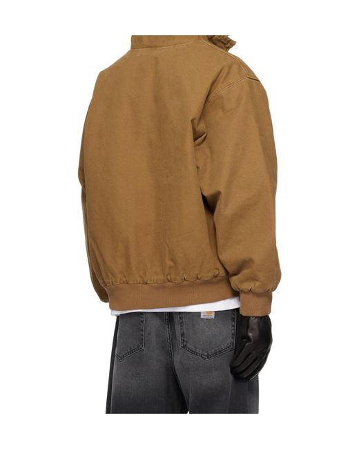 Carhartt Brown Ravon Logo-Patch Zip-Up Jacket for men