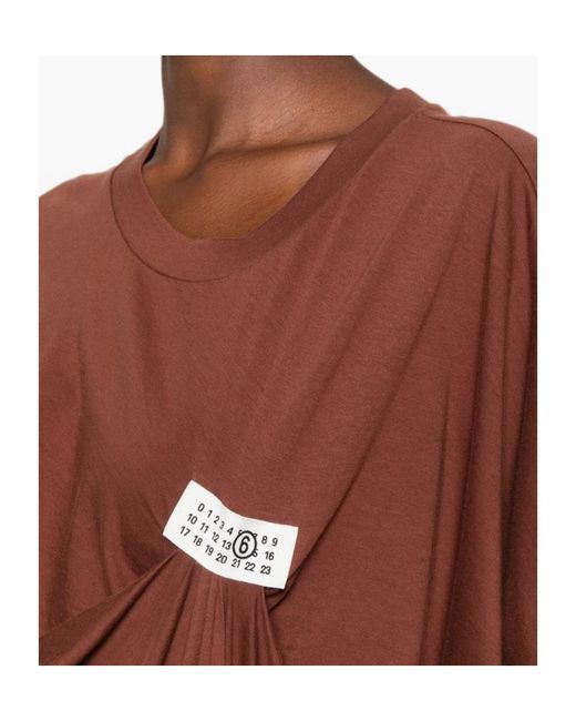 MM6 by Maison Margiela Brown Logo-Patch Midi Dress