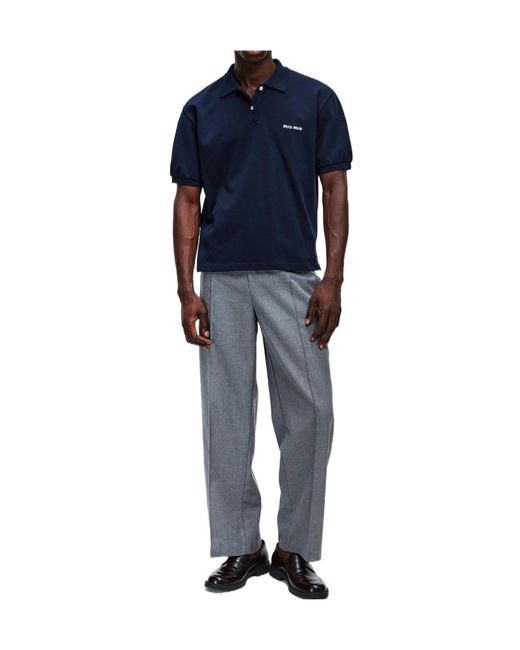 Miu Miu Blue Short-Sleeve Polo Shirt for men