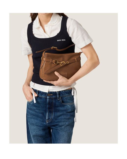 Miu Miu Brown Aventure Nappa Leather Bag