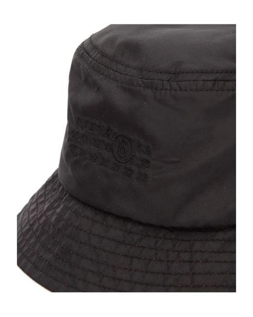 MM6 by Maison Margiela Black Embroidered Bucket Hat for men