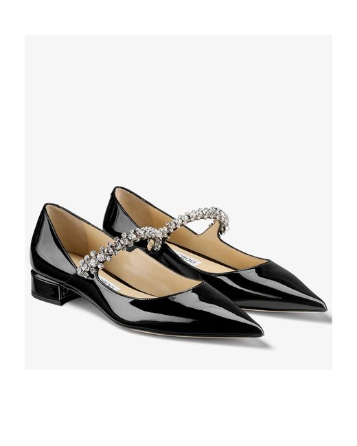 Jimmy Choo Black Bing Embellished Flat Shoes