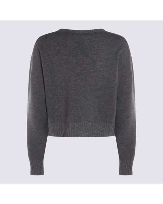 Twinset Gray Metallic-Effect Trim Sweater