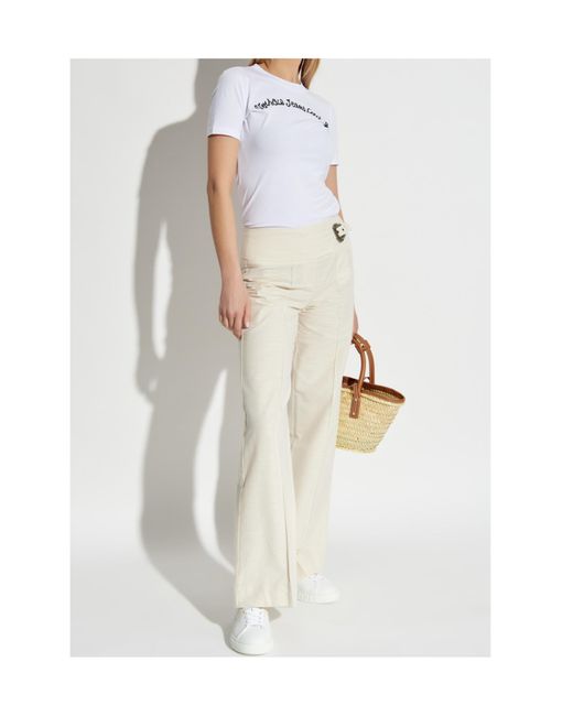 Versace Jeans White Couture Baroque Buckle Pants