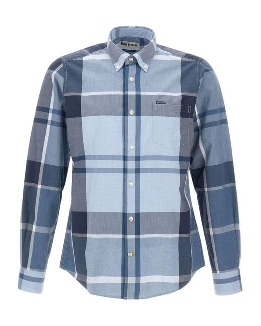 Barbour Blue Check-Pattern Button-Down Shirt for men