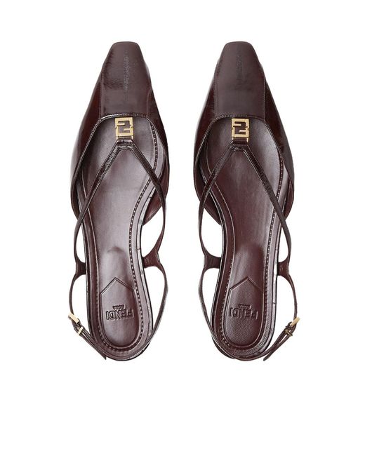 Fendi Brown Ffold Square-Toe Flats