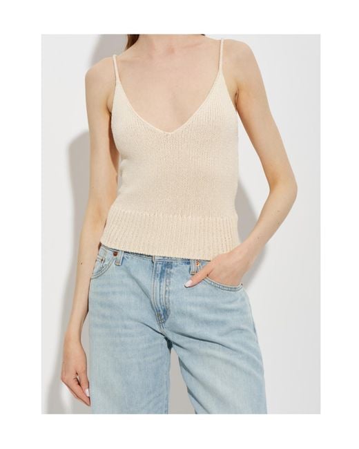 Re/done White V-Neck Camisole