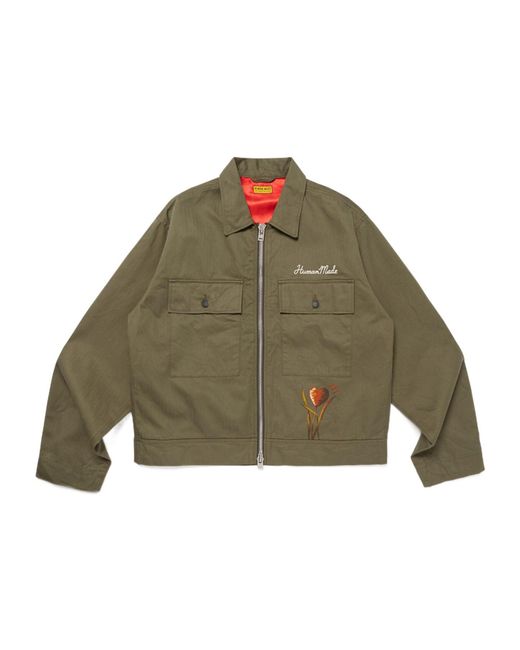 Human Made Green Embroidered Military Jacket for men