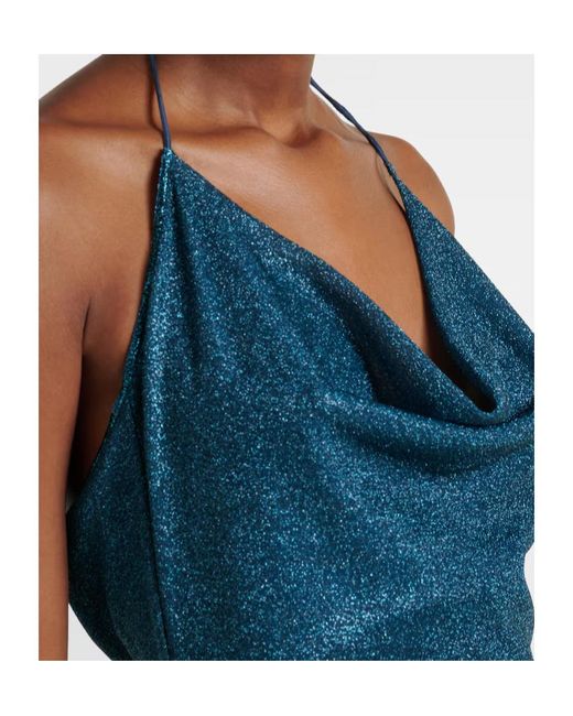 Oseree Blue Backless Midi Dress