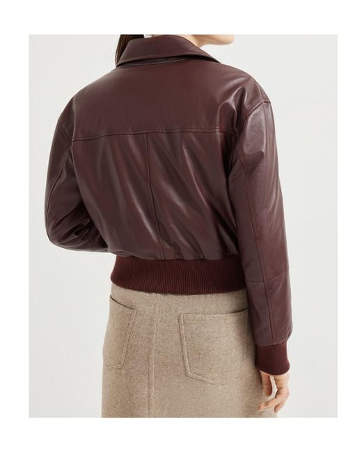 Brunello Cucinelli Brown Monili Detail Bomber Jacket