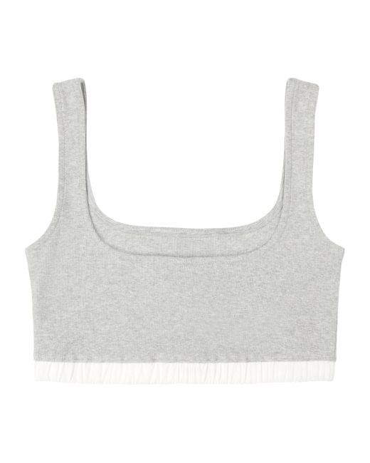 Entire studios Gray Ribbed Logo Bra Top
