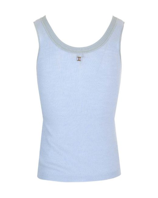 Chloé Blue Ribbed Button-Fastening Top