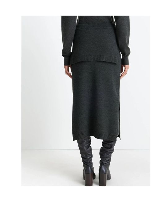 Lemaire Black Slit-Detailed Knitted Midi Skirt