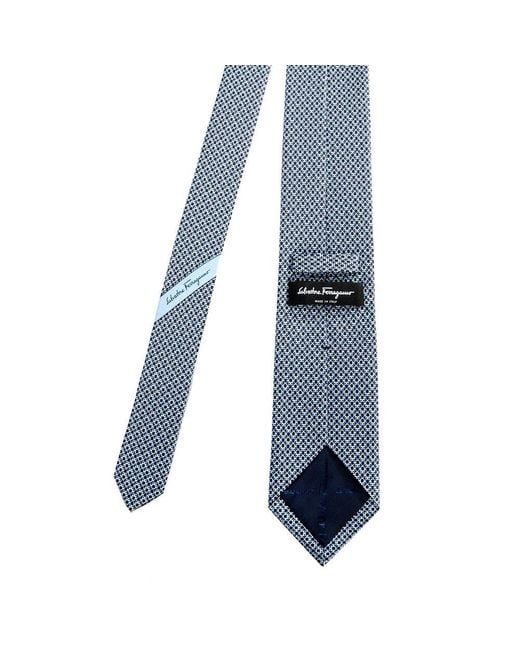 Ferragamo Blue Printed Silk Tie for men