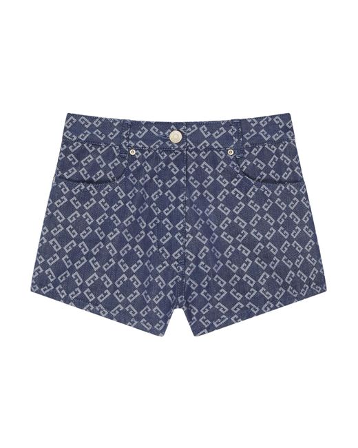 Givenchy Blue Monogram Denim Shorts