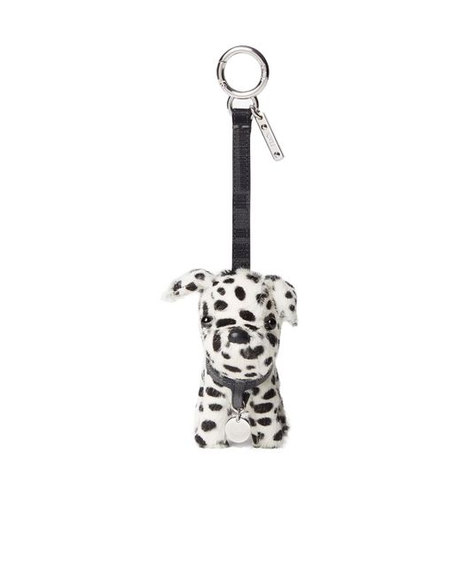 Fendi White Ito Dog-Motif Leather Keyring for men