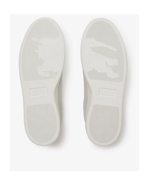 Burberry White Checked Low-Top Sneakers