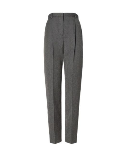 Tory Burch Gray Mid-Rise Loose-Fit Pants
