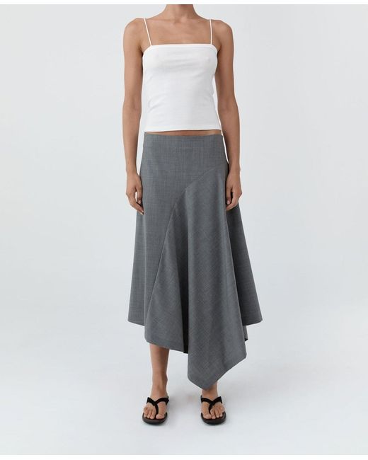 St. Agni Gray Curved Patchwork Midi Skirt