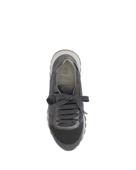 Brunello Cucinelli Gray Lace-Up Sneakers
