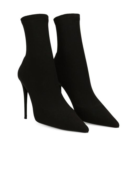 Dolce & Gabbana Black Pointed High-Heeled Boots