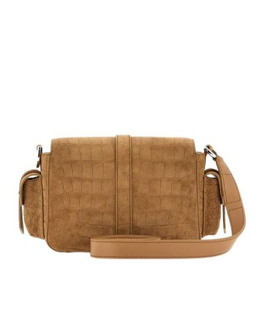 Hogan Brown Embossed Small Flap Shoulder Bag