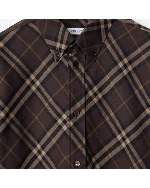 Burberry Brown Checked Long Sleeved Shirt for men