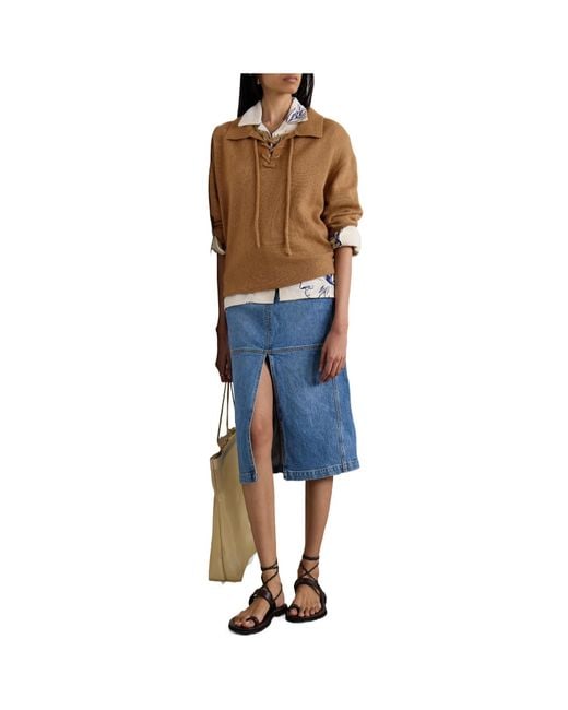 The Elder Statesman Brown Oversized Tie-Front Sweater