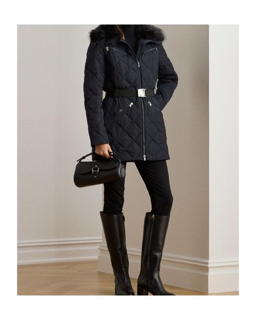 Ralph Lauren Blue Real Leather Medium Puffer Jacket