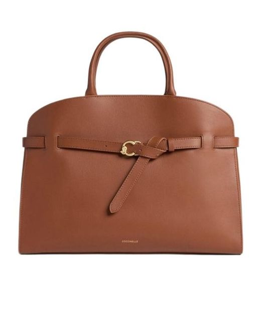 Coccinelle Brown Logo Printed Sabine Tote Bag